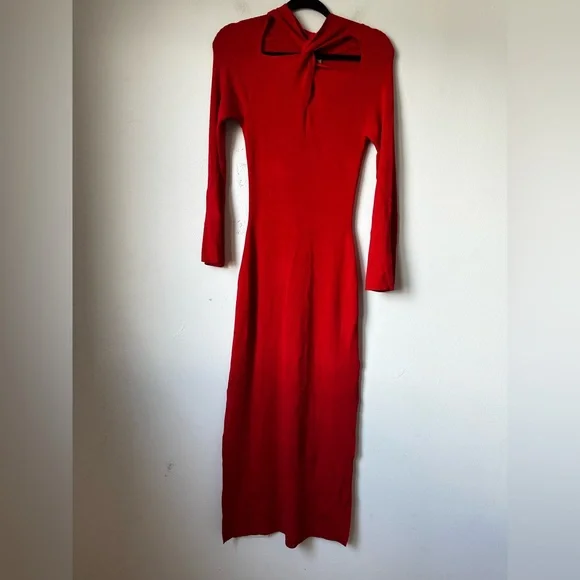 FARM RIO Elegant Red Long Sleeve Dress - Picture 5 of 9